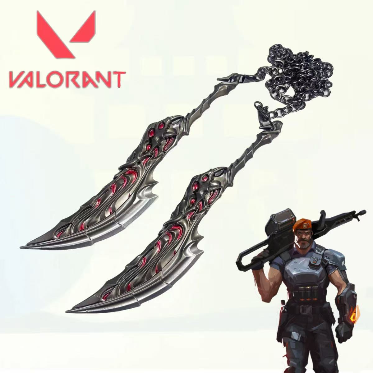 Cosplay Flame Prop - 7.1 inç Valorant Alev Metal Katanası