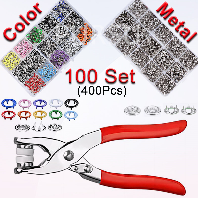 Snap Fastener Set - 100 takım çıtçıtlı pense otomatik Grommet