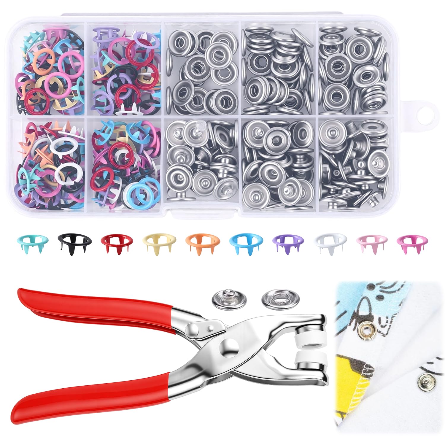 Snap Fastener Set - 100 Adet Metal Düğme İçeren Dikiş